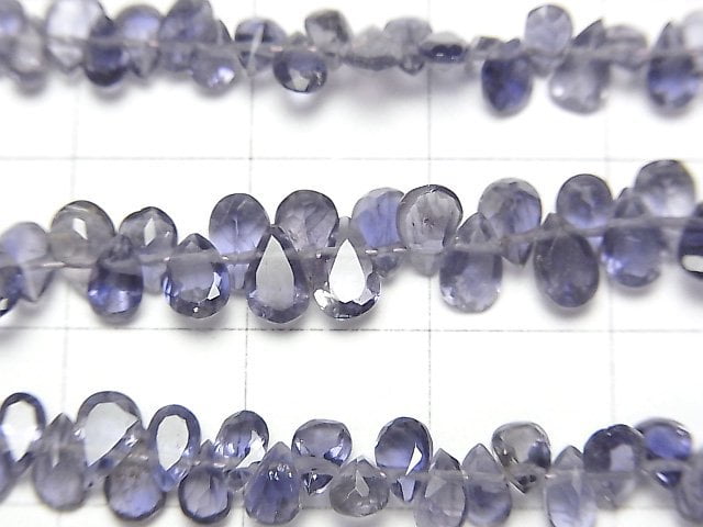 [Video]High Quality Iolite AAA- Pear shape Faceted half or 1strand beads (aprx.7inch/18cm)