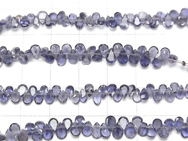 [Video]High Quality Iolite AAA- Pear shape Faceted half or 1strand beads (aprx.7inch/18cm)