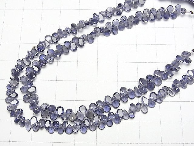 [Video]High Quality Iolite AAA- Pear shape Faceted half or 1strand beads (aprx.7inch/18cm)