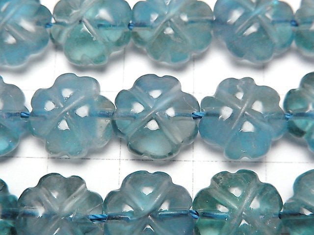 [Video]Blue Green Fluorite AAA- Clover 12x12mm half or 1strand beads (aprx.15inch/37cm)