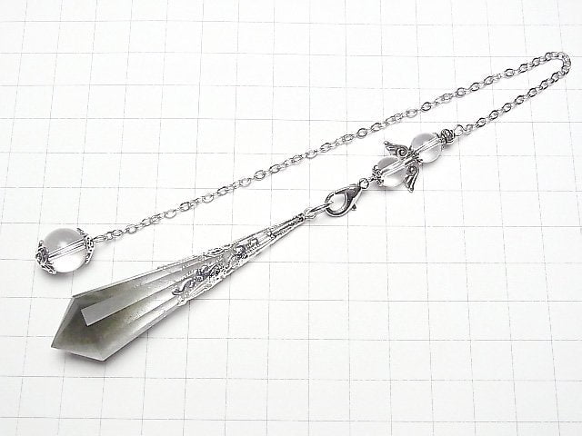 [Video]Garden Quartz AA++ Pendulum 70x16x16mm with Chain Silver Color 1pc