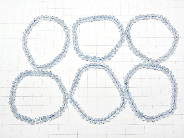 [Video]High Quality Sky Blue Topaz AAA- Faceted Button Rondelle 6x6x4mm Bracelet