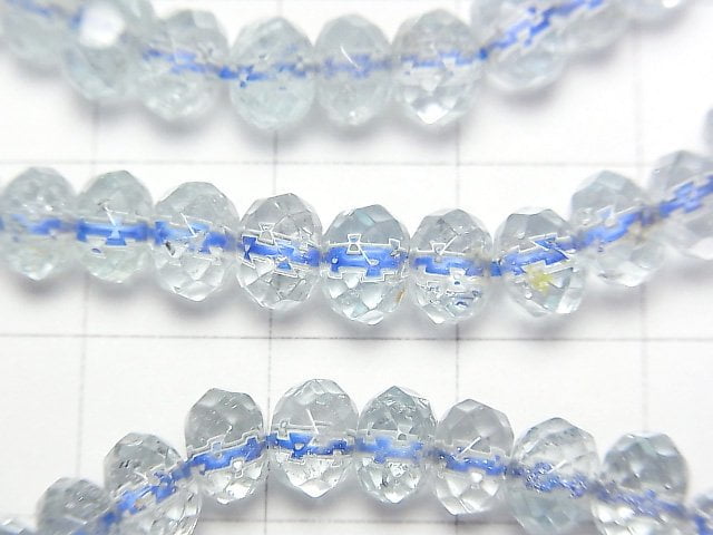 [Video]High Quality Sky Blue Topaz AA++ Faceted Button Rondelle 6x6x4mm Bracelet