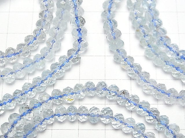 [Video]High Quality Sky Blue Topaz AA++ Faceted Button Rondelle 6x6x4mm Bracelet