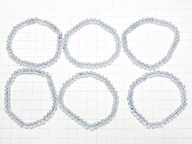 [Video]High Quality Sky Blue Topaz AA++ Faceted Button Rondelle 6x6x4mm Bracelet