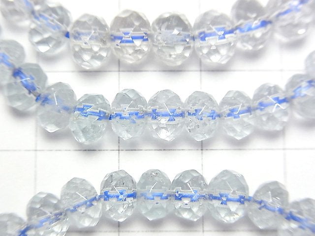 [Video]High Quality Sky Blue Topaz AA++ Faceted Button Rondelle 6x6x4mm Bracelet