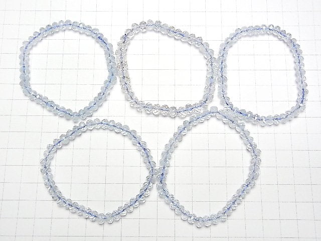 [Video]High Quality Sky Blue Topaz AA++ Faceted Button Rondelle 6x6x4mm Bracelet