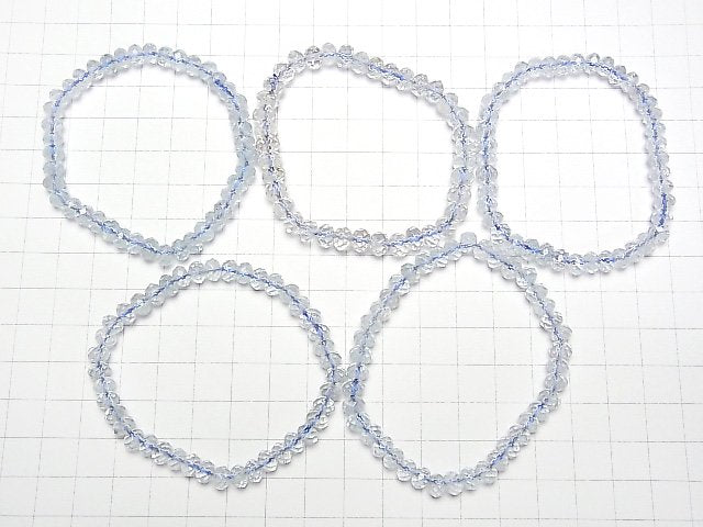 [Video]High Quality Sky Blue Topaz AA++ Faceted Button Roundel 6x6x4mm Bracelet