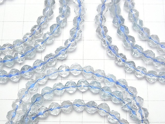 [Video]High Quality Sky Blue Topaz AA++ Star Faceted Round 6mm Bracelet