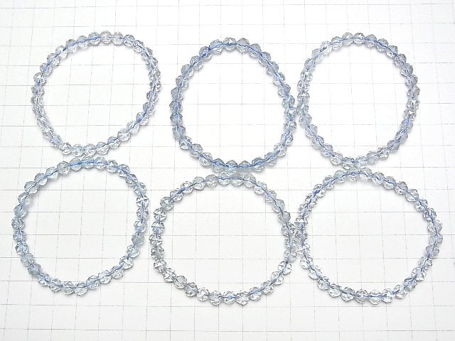 [Video]High Quality Sky Blue Topaz AA++ Star Faceted Round 6mm Bracelet