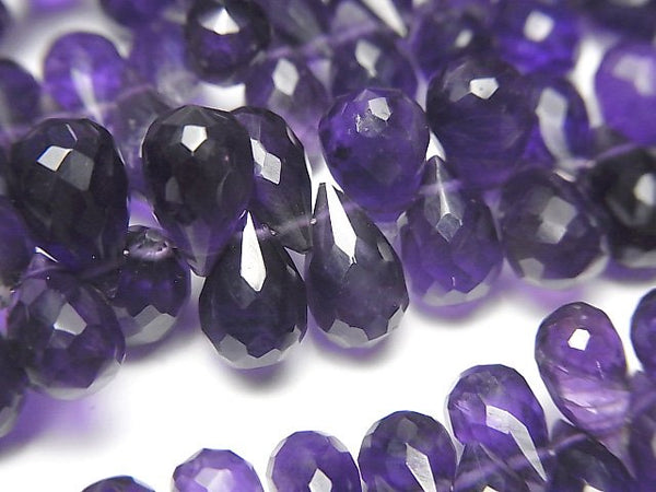 Amethyst, Drop, Faceted Briolette Gemstone Beads