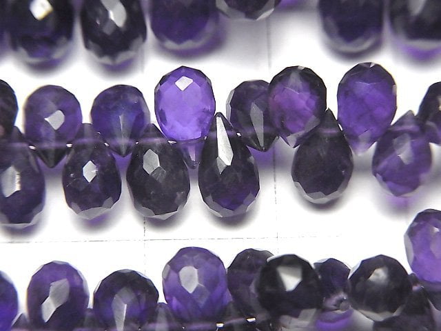 [Video]High Quality Amethyst AAA- Drop Faceted Briolette half or 1strand beads (aprx.6inch/16cm)