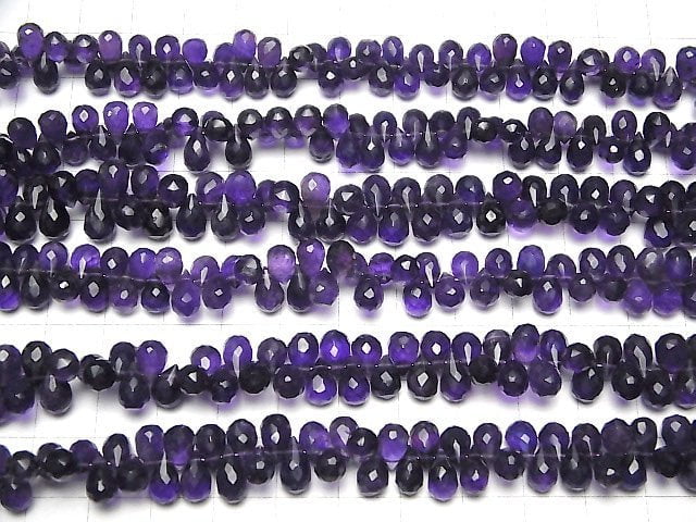 [Video]High Quality Amethyst AAA- Drop Faceted Briolette half or 1strand beads (aprx.6inch/16cm)