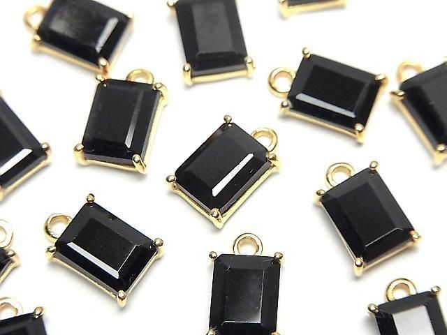 [Video] High Quality Black Spinel AAA Bezel Setting Rectangle Faceted 9x7mm 18KGP 1pc