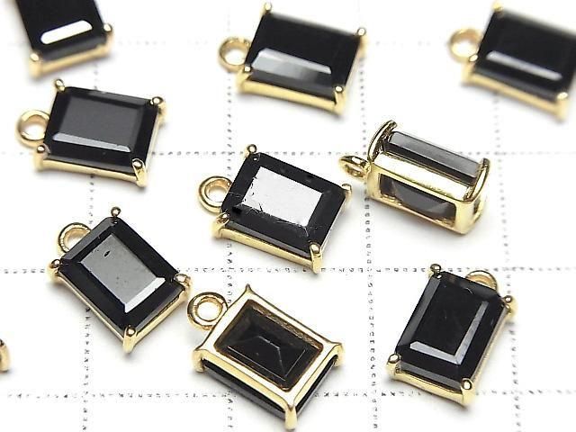 [Video] High Quality Black Spinel AAA Bezel Setting Rectangle Faceted 9x7mm 18KGP 1pc