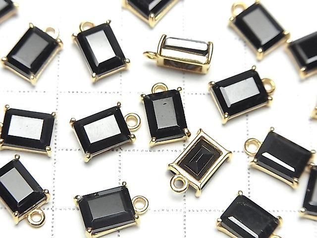 [Video] High Quality Black Spinel AAA Bezel Setting Rectangle Faceted 9x7mm 18KGP 1pc