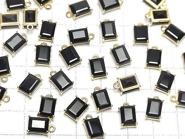 [Video] High Quality Black Spinel AAA Bezel Setting Rectangle Faceted 9x7mm 18KGP 1pc