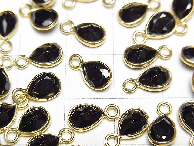 [Video]High Quality Black Spinel AAA Bezel Setting Pear shape Faceted 8x6mm 18KGP 3pcs