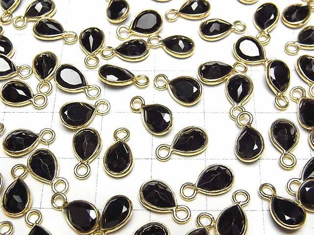 [Video]High Quality Black Spinel AAA Bezel Setting Pear shape Faceted 8x6mm 18KGP 3pcs