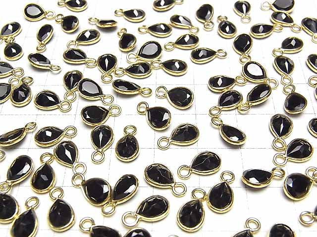 [Video]High Quality Black Spinel AAA Bezel Setting Pear shape Faceted 8x6mm 18KGP 3pcs