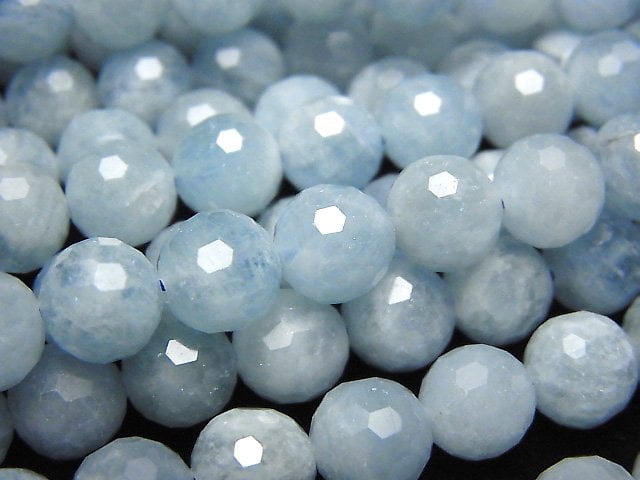 Aquamarine, Faceted Round Gemstone Beads