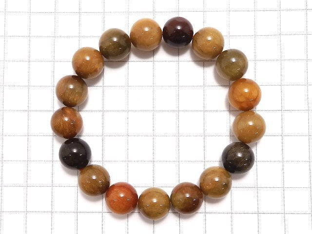 [Video][One of a kind] Multicolor Rutilated Quartz AAA Round 12.5mm Bracelet NO.373