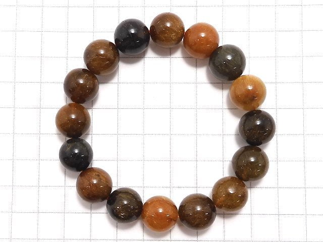 [Video][One of a kind] Multicolor Rutilated Quartz AAA Round 13.5mm Bracelet NO.374