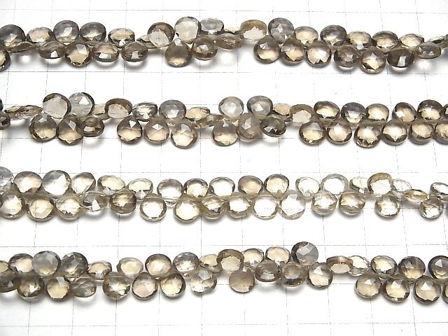 [Video]High Quality Light Color Smoky Quartz AAA- Chestnut Faceted Briolette half or 1strand beads (aprx.7inch/18cm)