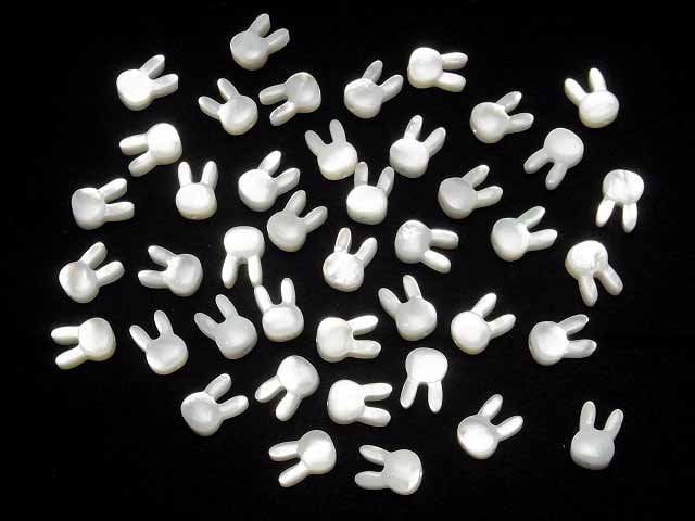 [Video] White Shell (Silver-lip Oyster) AAA rabbit motif 9x6mm [Drilled Hole ] 2pcs