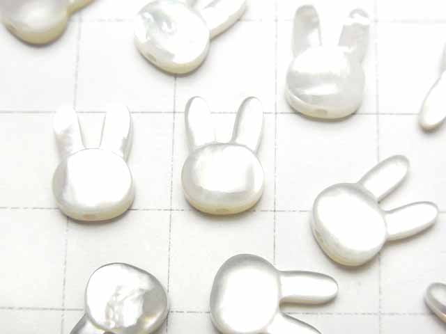 [Video] White Shell (Silver-lip Oyster) AAA rabbit motif 12x8mm [Drilled Hole ] 1pc