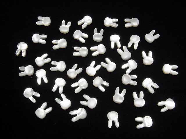 [Video] White Shell (Silver-lip Oyster) AAA rabbit motif 12x8mm [Drilled Hole ] 1pc