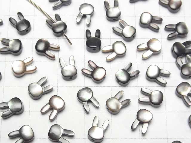 [Video] Black Shell (Black-lip Oyster ) AAA rabbit motif 9x6mm [Drilled Hole ] 2pcs