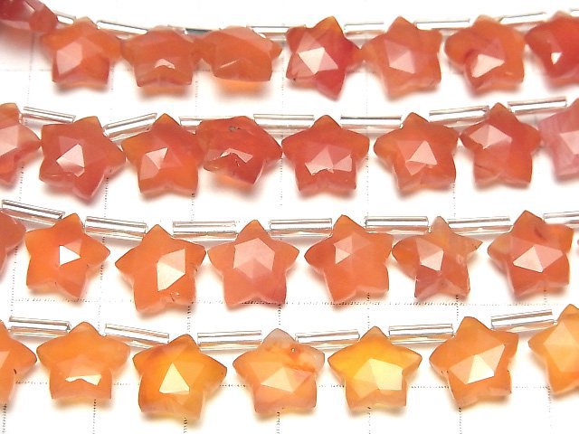 [Video]High Quality Carnelian AAA- Faced Star 10x10mm 1strand (8pcs )