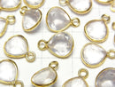 [Video]High Quality Rose Quartz AAA Bezel Setting Chestnut Faceted 9x9mm 18KGP 3pcs