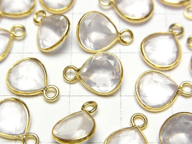 [Video]High Quality Rose Quartz AAA Bezel Setting Chestnut Faceted 9x9mm 18KGP 3pcs