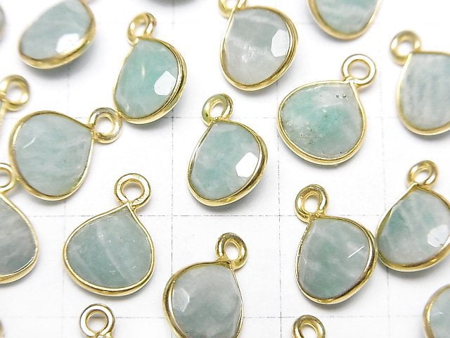 [Video]Amazonite AA++ Bezel Setting Chestnut Faceted 9x9mm 18KGP 3pcs