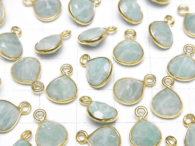 [Video]Amazonite AA++ Bezel Setting Chestnut Faceted 9x9mm 18KGP 3pcs