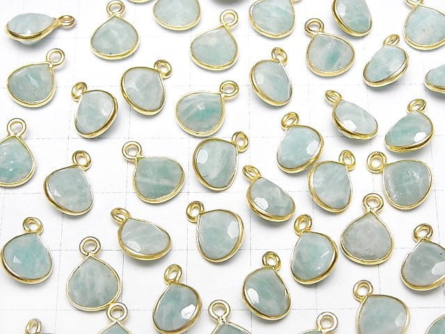 [Video]Amazonite AA++ Bezel Setting Chestnut Faceted 9x9mm 18KGP 3pcs