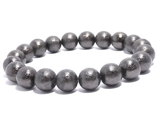 [Video][One of a kind] Meteorite Round 10mm Black Bracelet NO.3