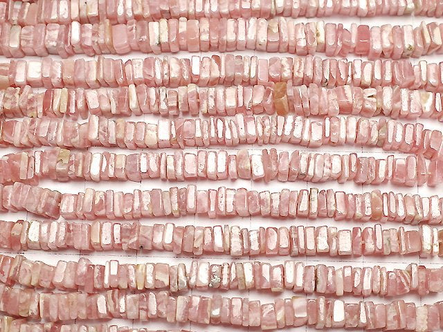 [Video] Argentina Rhodochrosite AA++ Square Rondelle (Disc) half or 1strand beads (aprx.16inch/40cm)