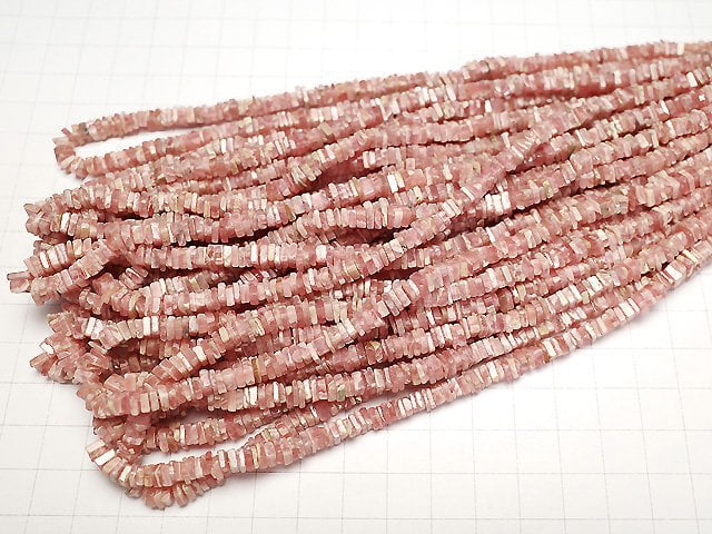 [Video] Argentina Rhodochrosite AA++ Square Rondelle (Disc) half or 1strand beads (aprx.16inch/40cm)