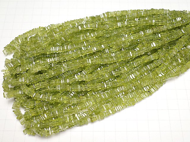 [Video]High Quality Peridot AA++ Square Roundel (Disc) half or 1strand beads (aprx.15inch/38cm)