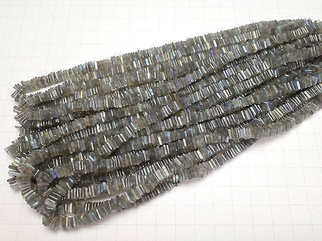 [Video]High Quality Labradorite AAA- Square Roundel (Disc) half or 1strand beads (aprx.16inch/40cm)