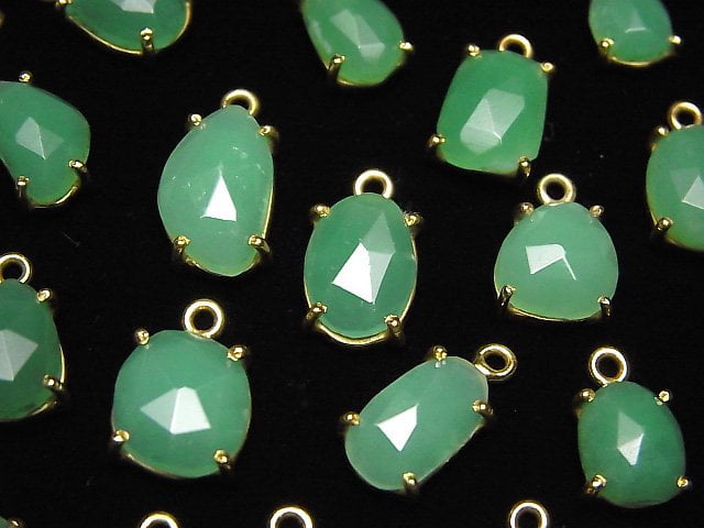 Bezel Setting, Chrysoprase, Free Form Gemstone Beads