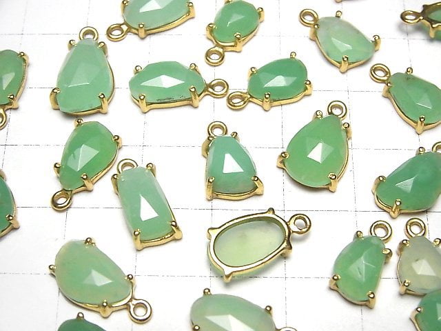 [Video]High Quality Chrysoprase AA++ Bezel Setting Freeform Rose Cut 18KGP 3pcs