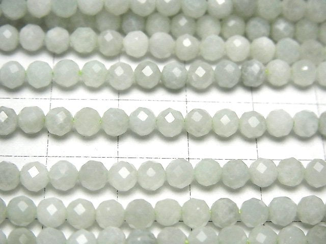 [Video]High Quality! Burma Jadeite AA+ Faceted Round 4mm 1strand beads (aprx.15inch/36cm)