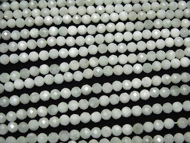 [Video]High Quality! Burma Jadeite AA+ Faceted Round 4mm 1strand beads (aprx.15inch/36cm)