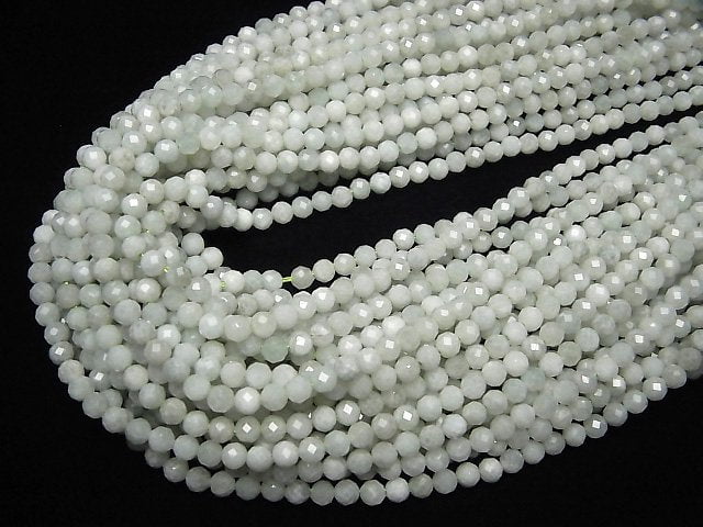 [Video]High Quality! Burma Jadeite AA+ Faceted Round 4mm 1strand beads (aprx.15inch/36cm)