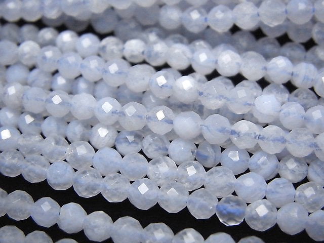 Blue Lace Agate, Faceted Round Gemstone Beads