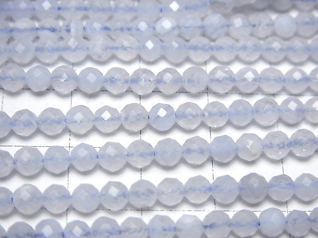 [Video]High Quality! Blue Lace Agate AA++ Faceted Round 4mm 1strand beads (aprx.15inch/37cm)